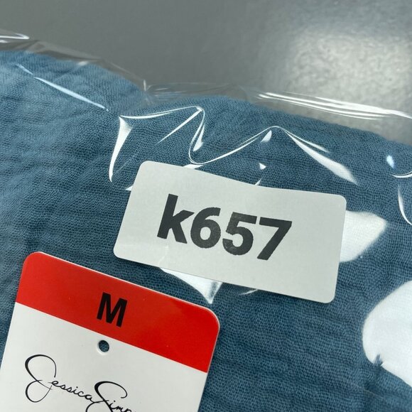 NEW Jessica Simpson Gauze Women's M Blue Button-Down Short sleeve Shirt - Picture 9 of 9